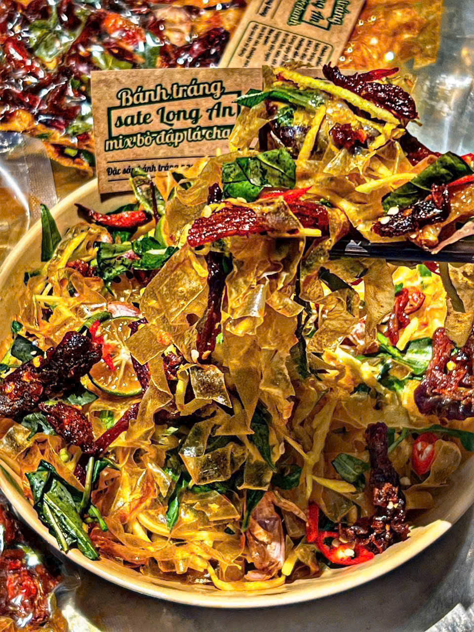 BÁNH TRÁNG SATE LONG AN MIX BÒ ĐẬP LÁ CHANH