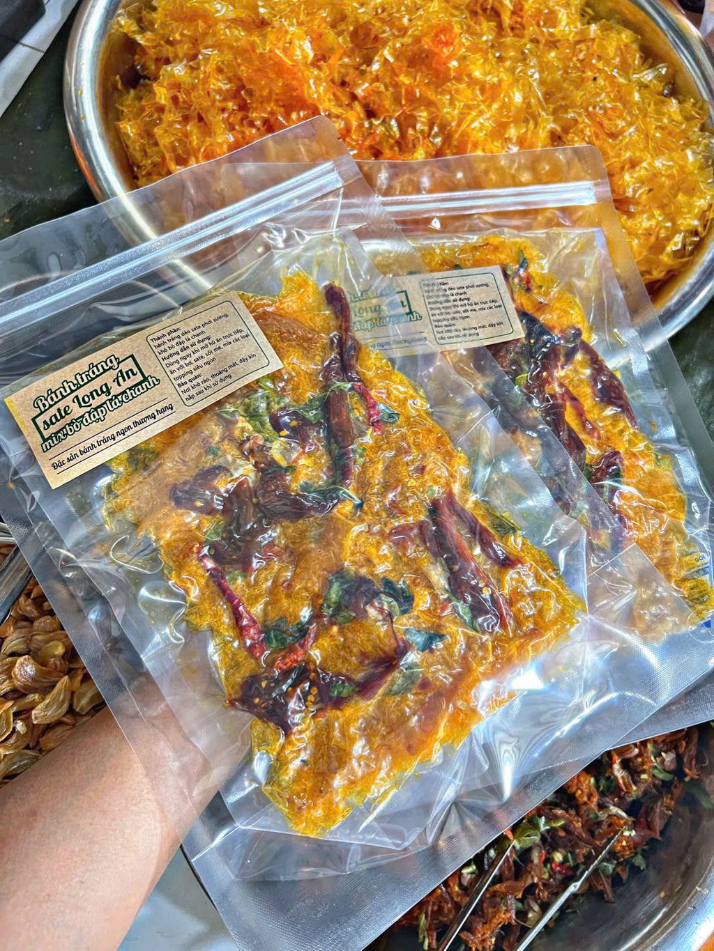 BÁNH TRÁNG SATE LONG AN MIX BÒ ĐẬP LÁ CHANH
