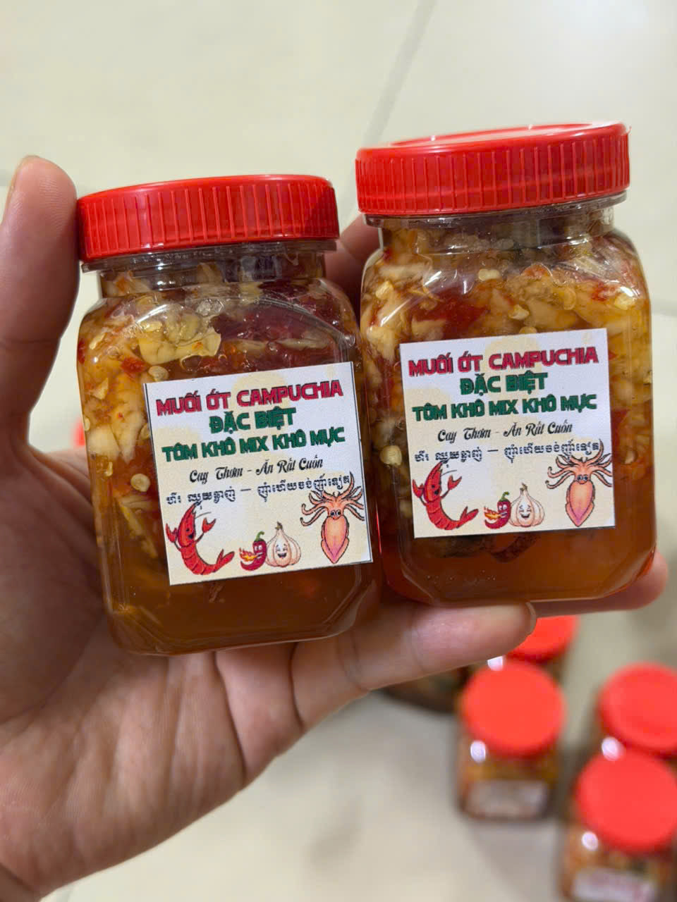 MUỐI ỚT CAMPUCHIA ĐẶC BIỆT TÔM KHÔ MIX KHÔ MỰC XÉ