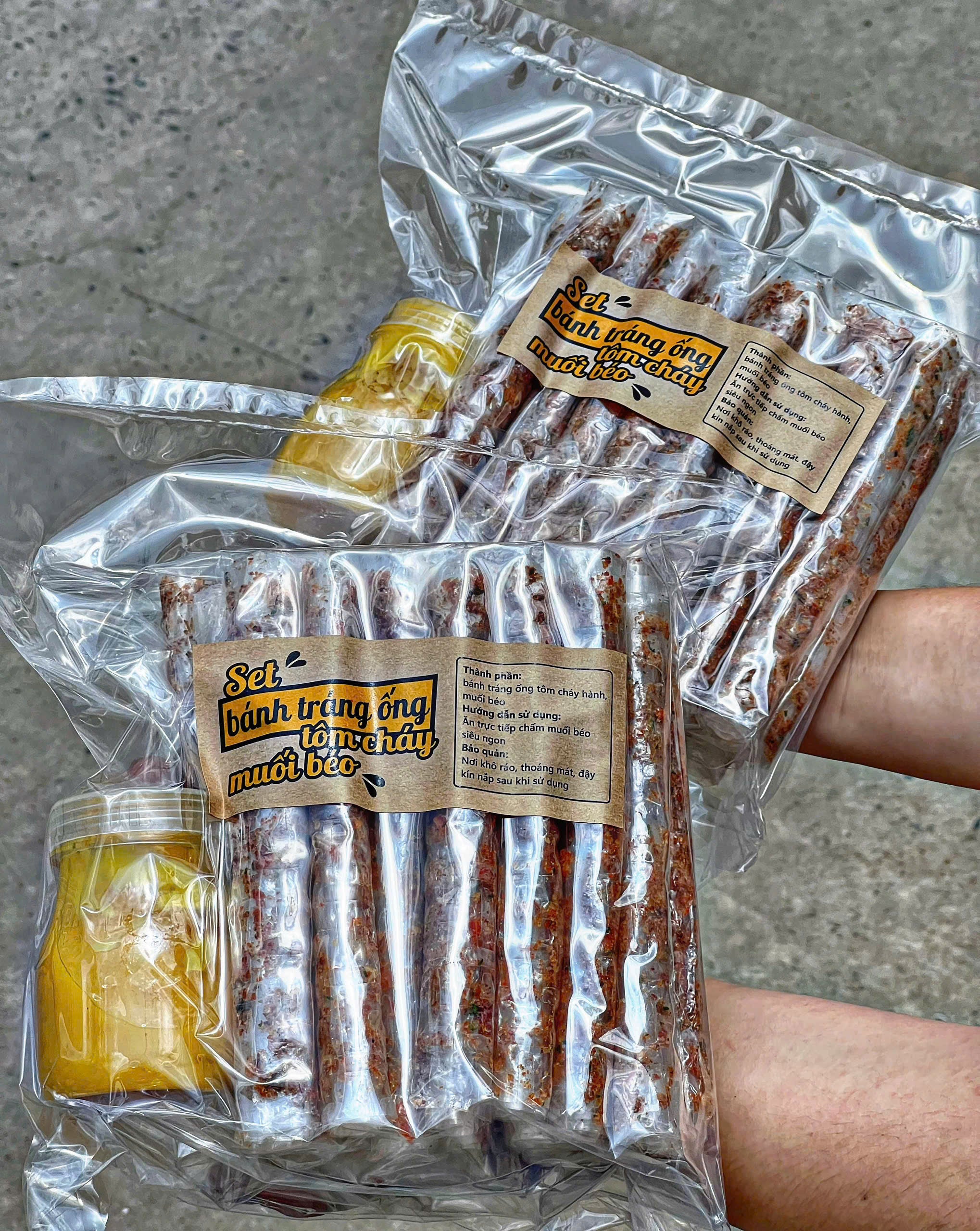 SET BÁNH TRÁNG ỐNG TÔM CHÁY MUỐI BÉO