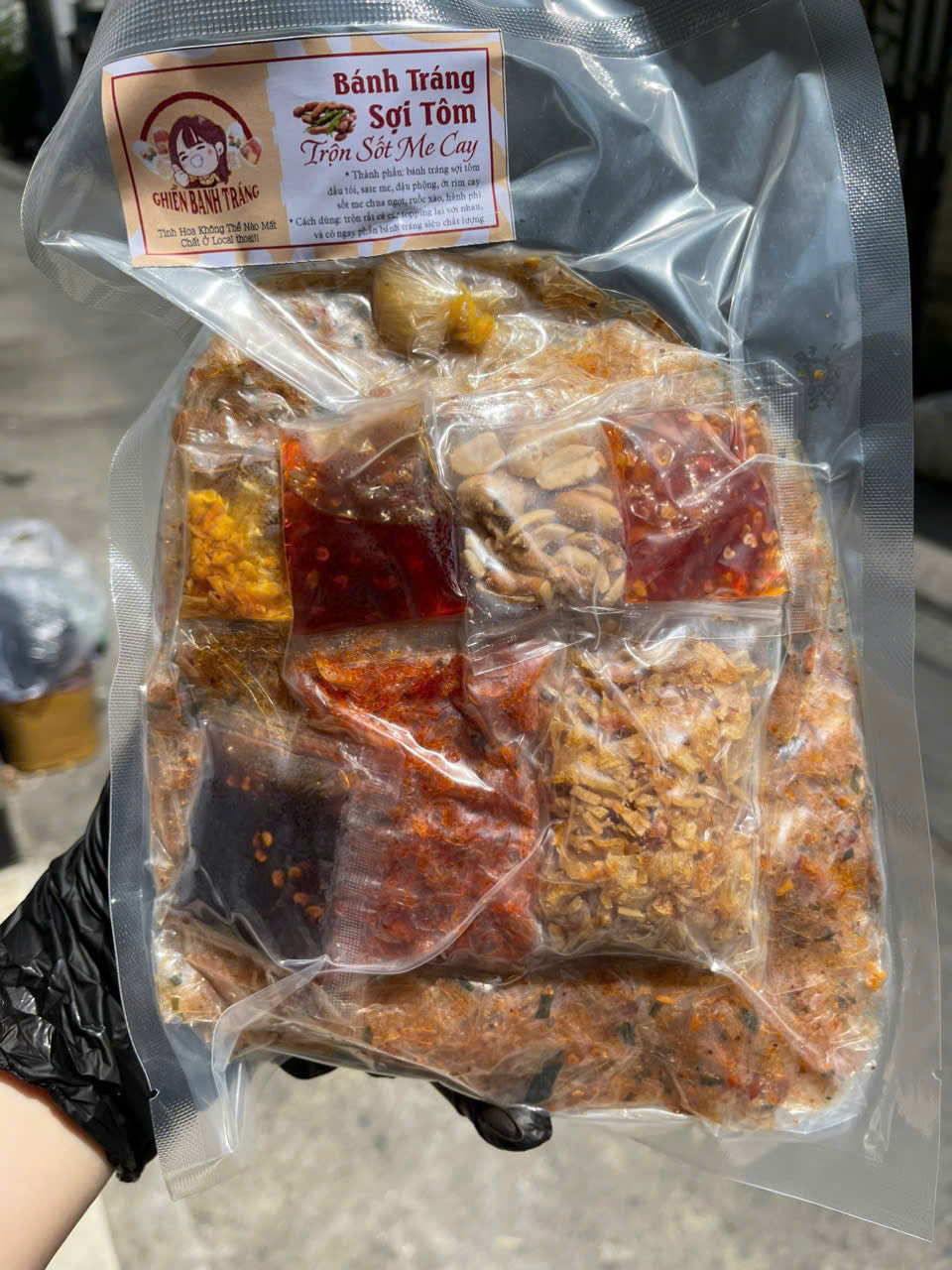 BÁNH TRÁNG SỢI TÔM SỐT ME CAY