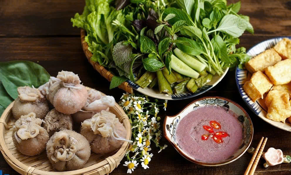 Bao tử dê dồi Tây Bắc chấm mắm tôm