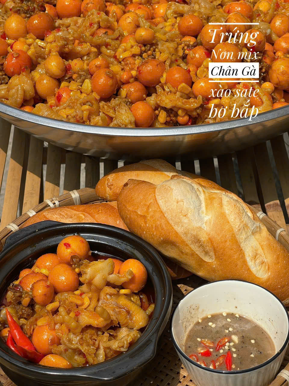 Trứng non mix chân gà bơ bắp
