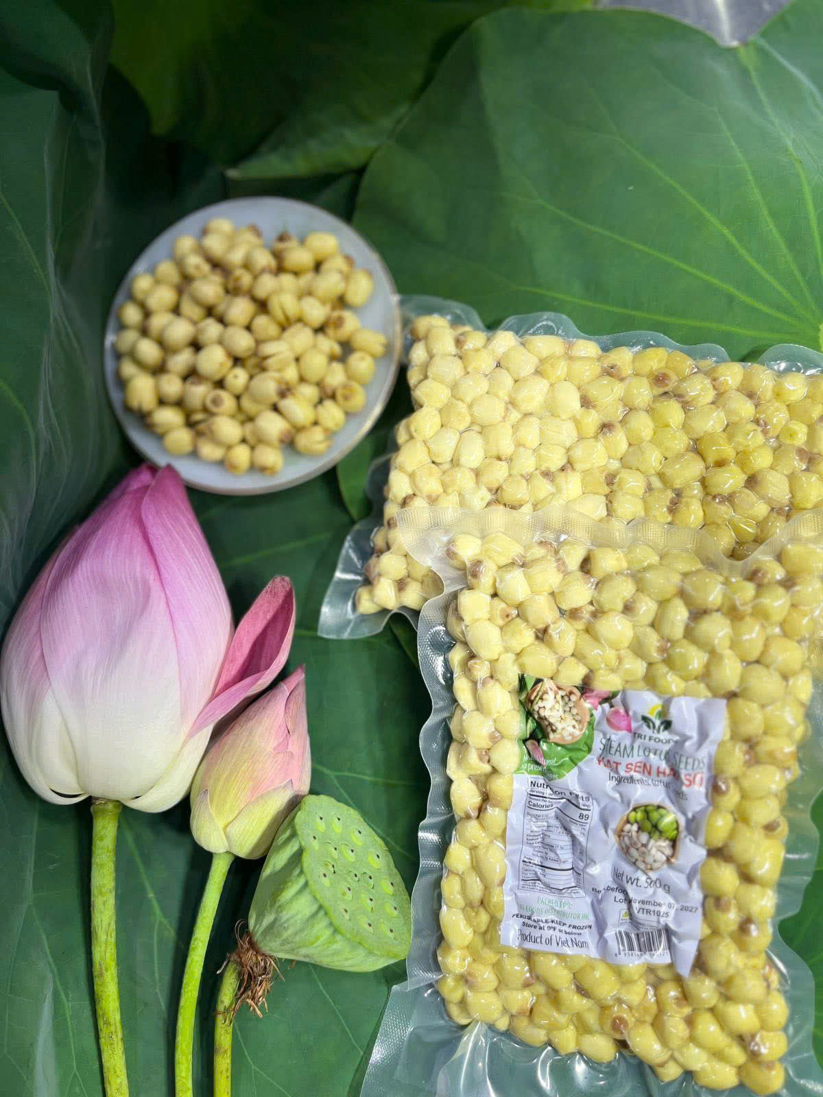 Hạt sen tươi hấp sơ cấp đông