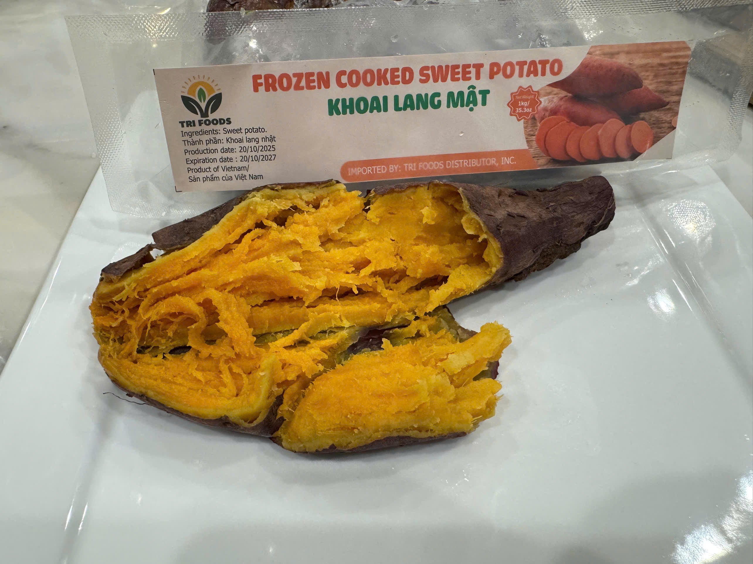 Khoai lang mật hấp chín cấp đông