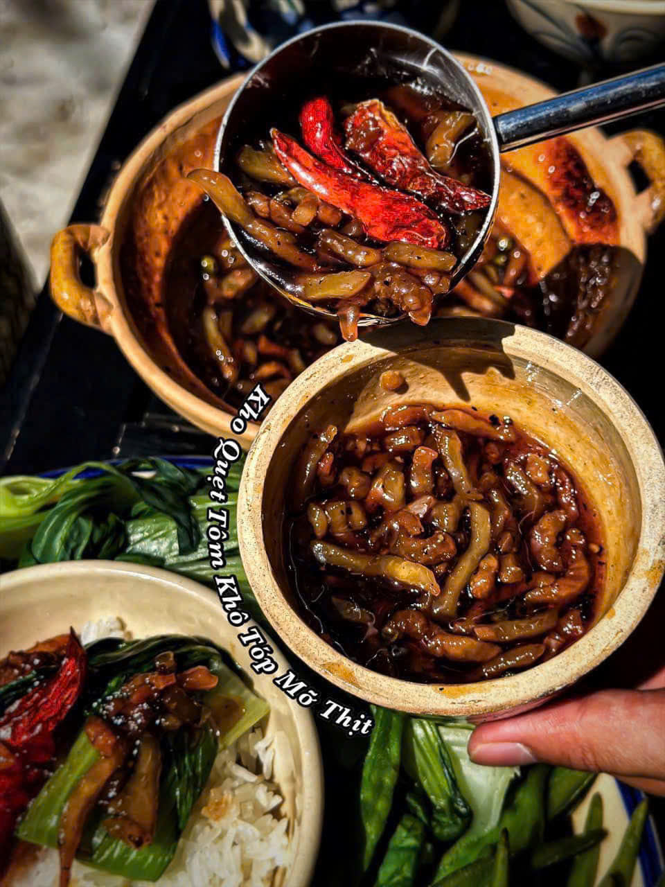 Kho Quẹt Tôm Khô Tóp Mỡ Ba Rọi