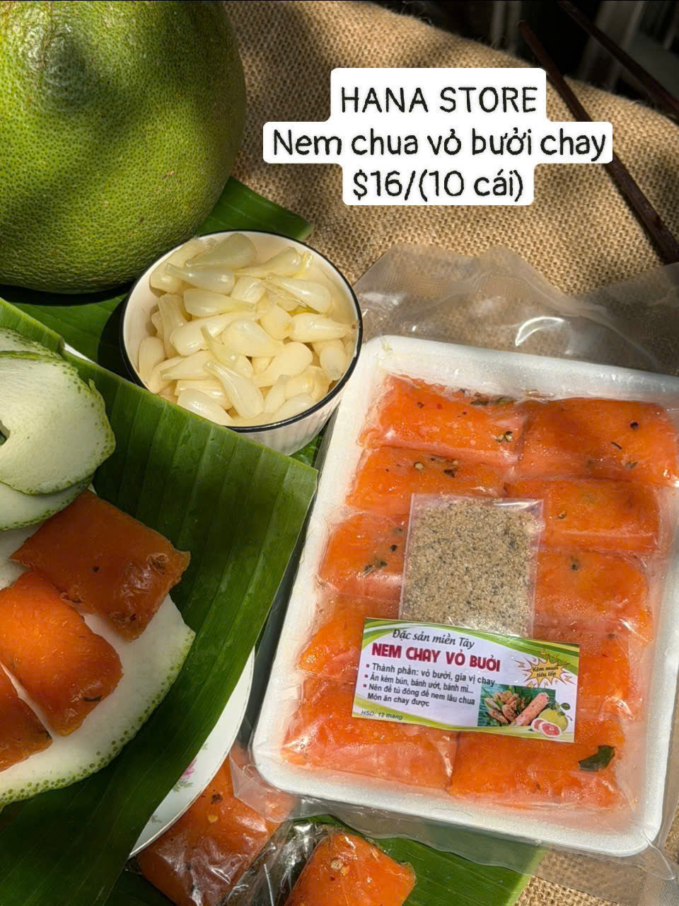 Nem chua chay vỏ bưởi