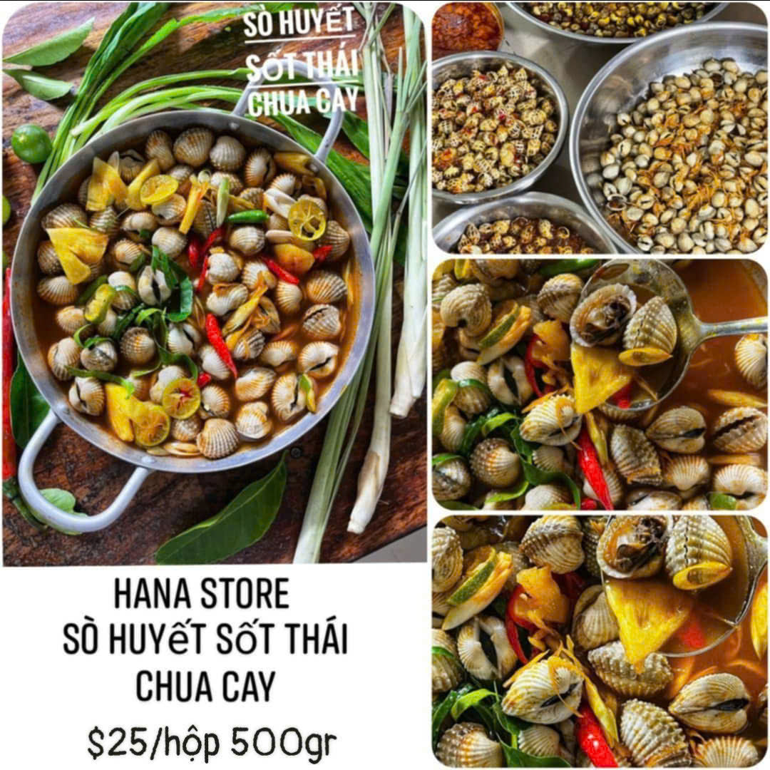 Sò huyết sốt thái chua cay